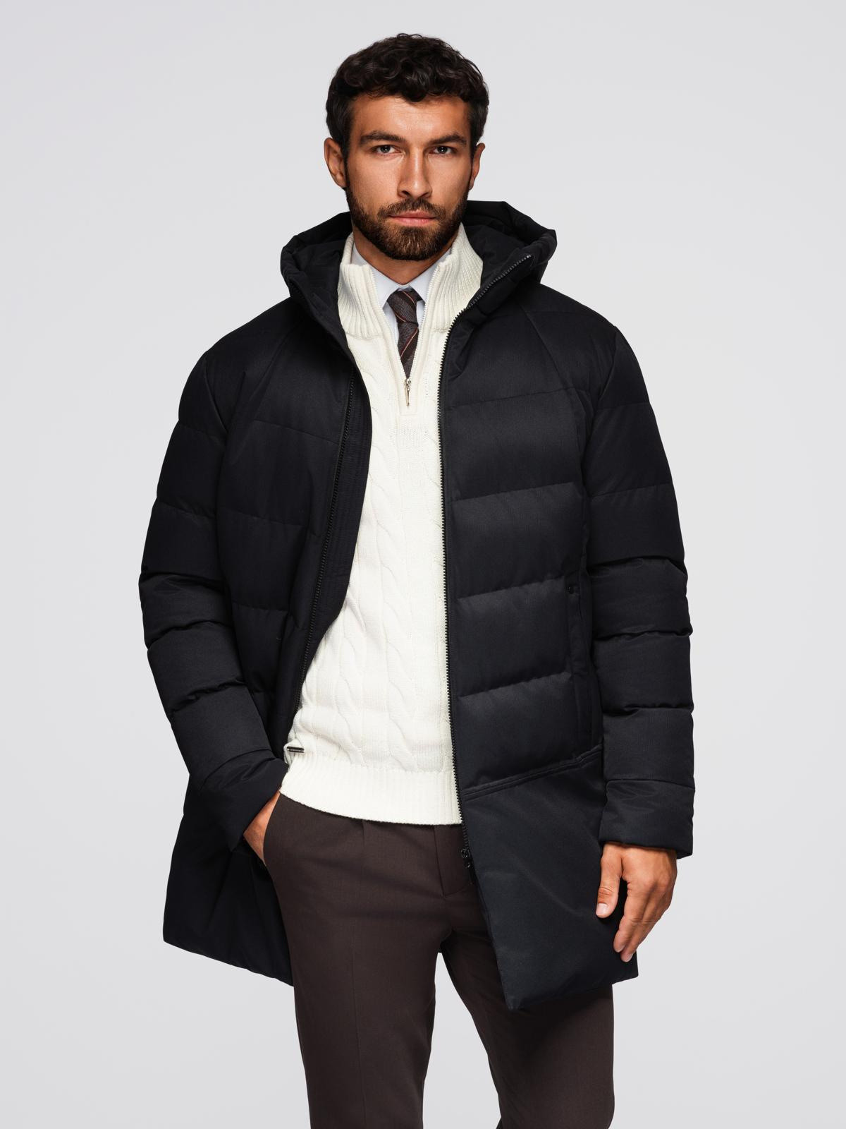 Ombre Clothing meeste kapuutsiga tepitud pikem jope - Image 2