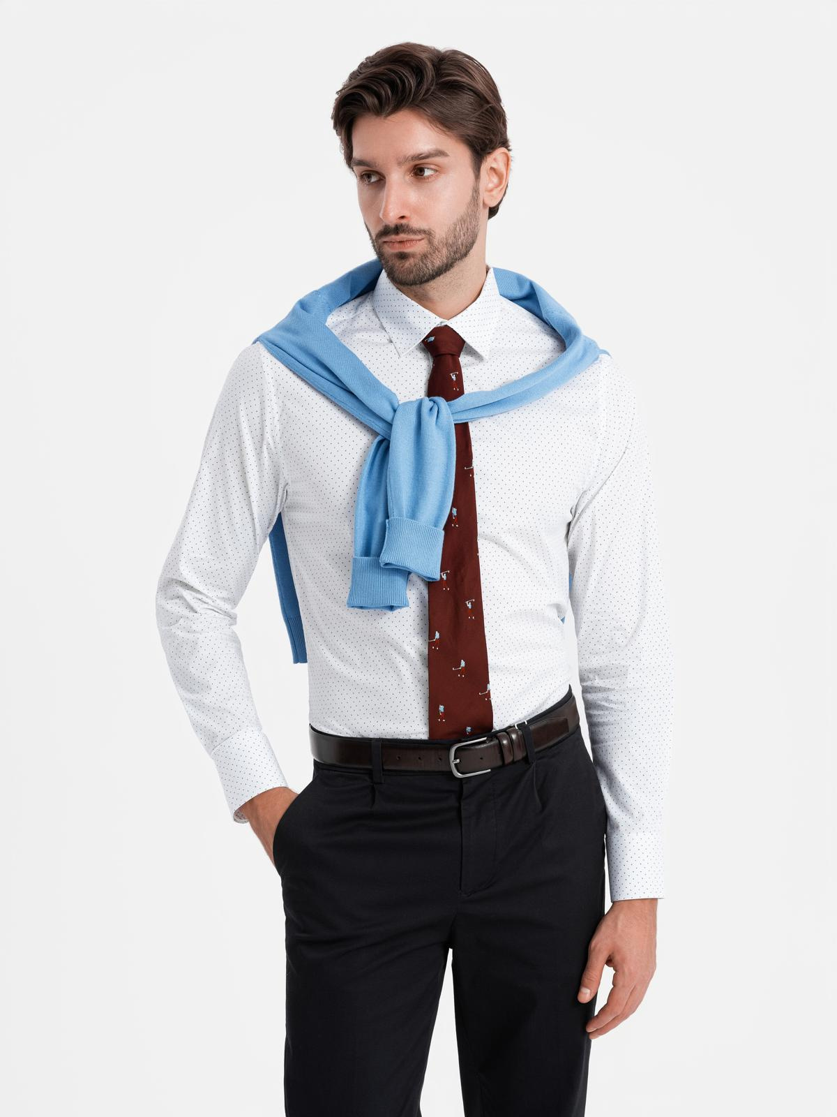 Meeste puuvillane mikromustriga triiksärk Ombre Clothing Regular Fit - Image 1