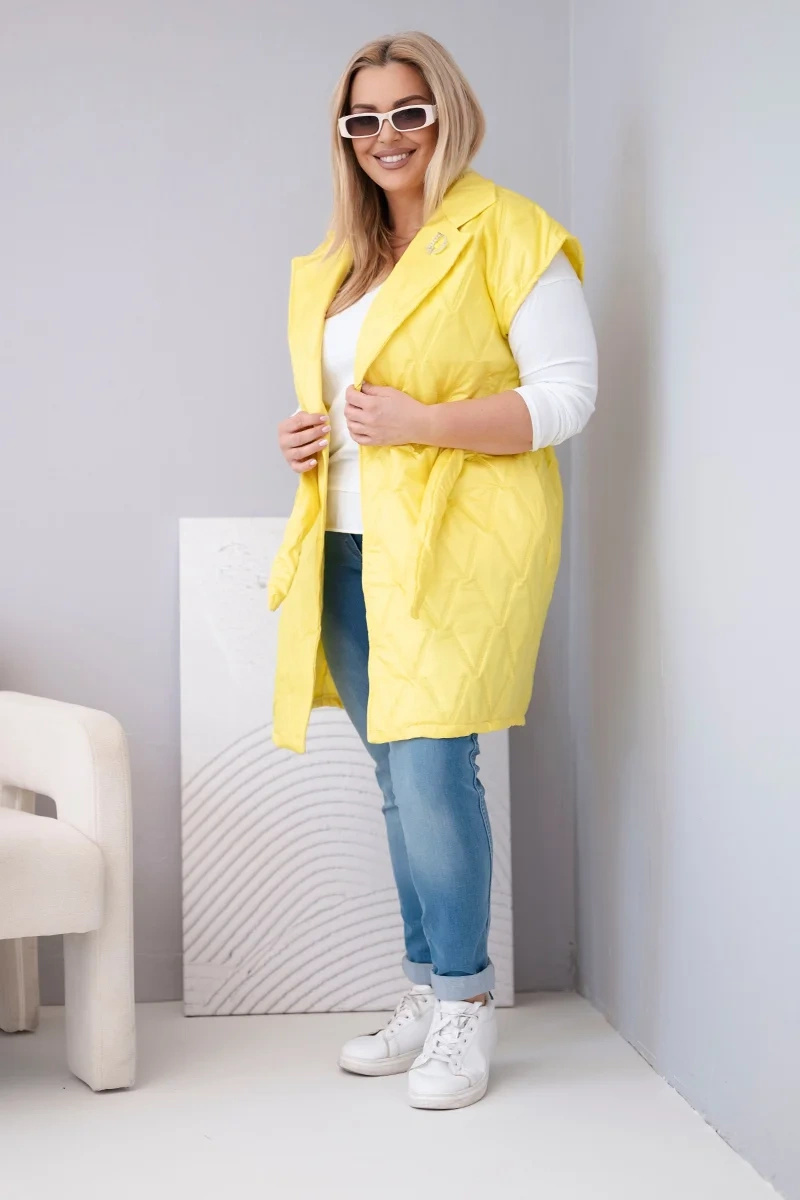 Kesi tepitud naiste pikem vest vööga - Image 84