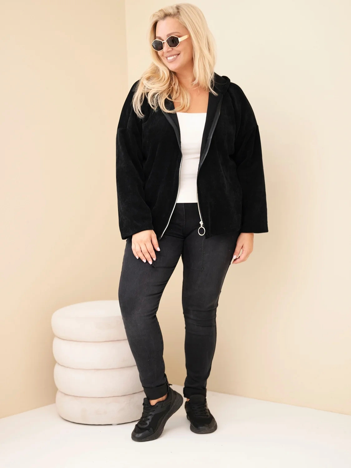 Naiste sametine lukuga kapuutsiga pusa Kesi Plus Size - Image 45