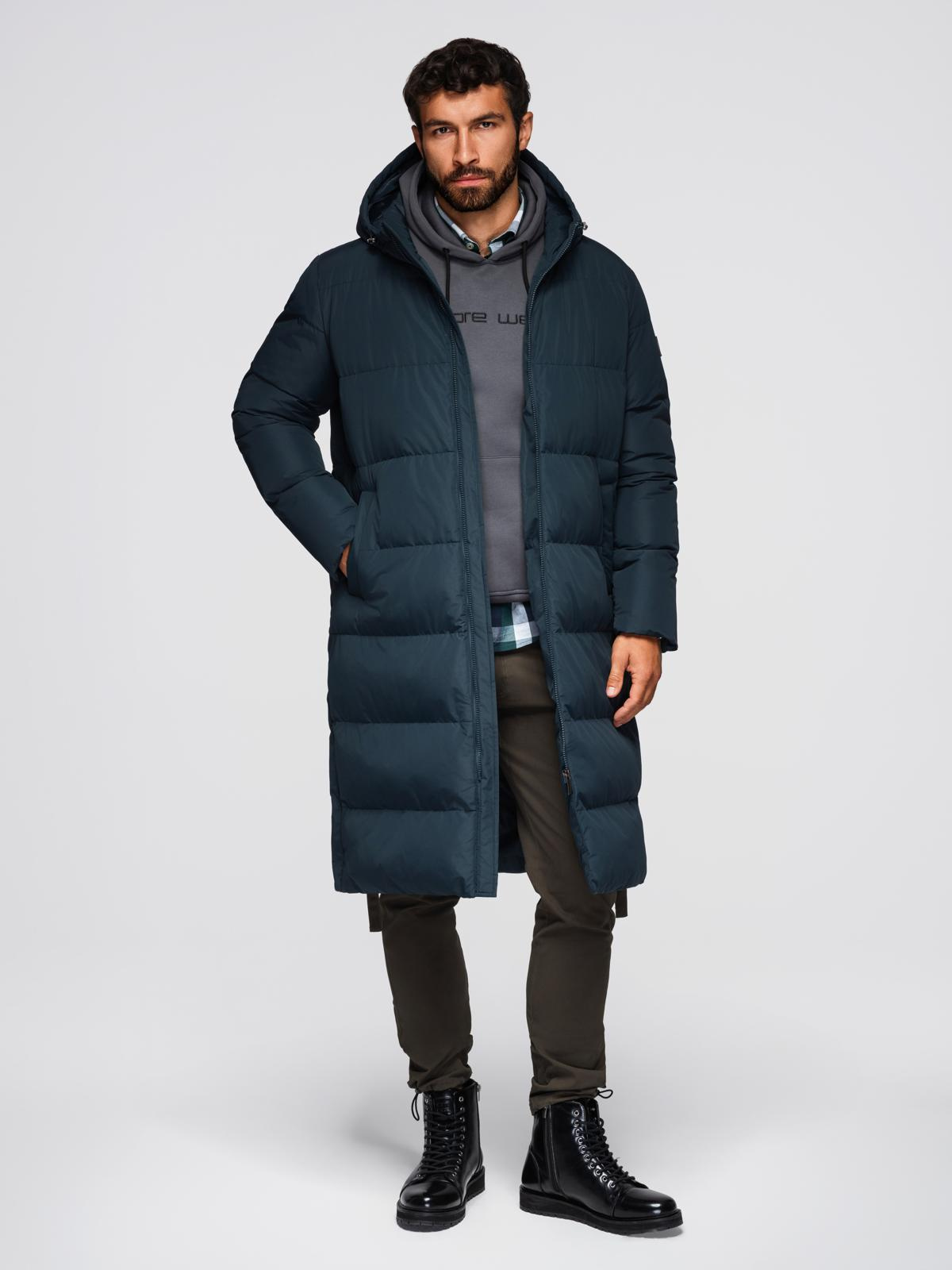 Ombre Clothing meeste pikk tepitud talvejope kapuutsiga - Image 17