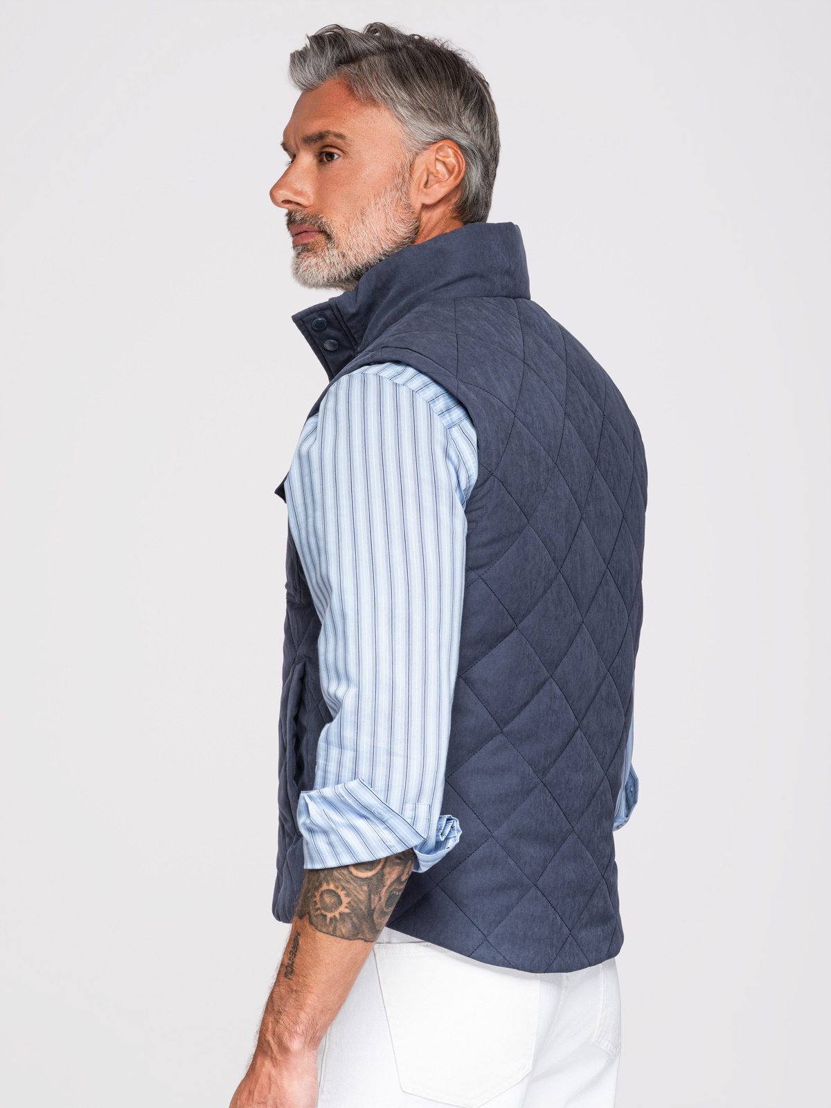 Meeste tepitud vest püstkrae ja tõmblukuga taskutega Ombre Clothing - Image 42