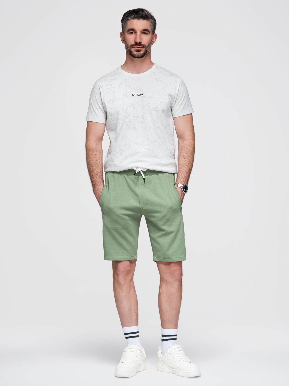 Ombre Clothing meeste kootud lühikesed püksid nööri ja taskutega - Image 14