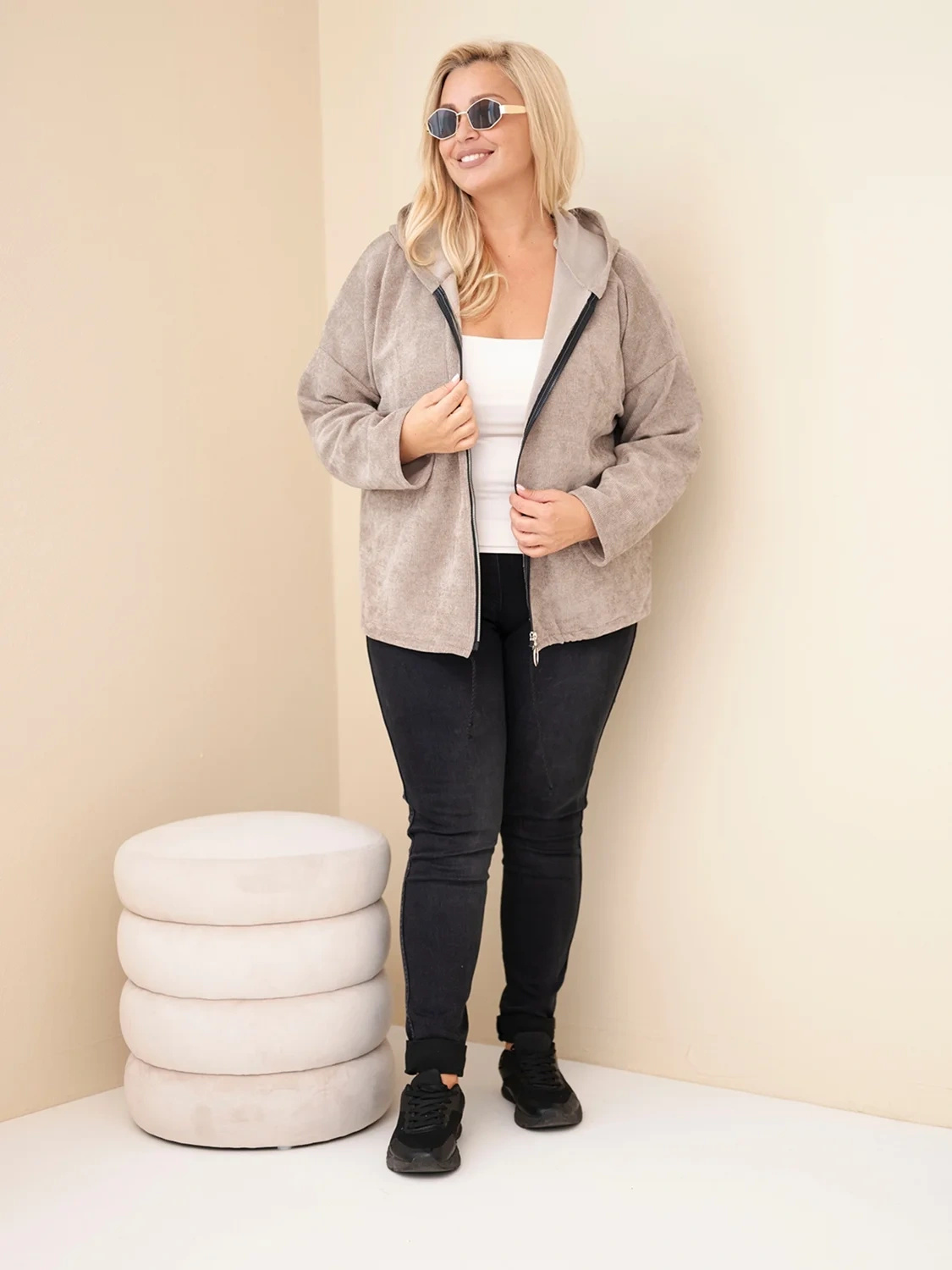 Naiste sametine lukuga kapuutsiga pusa Kesi Plus Size - Image 26