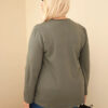 Naiste plus-size puuvillane pikkade varrukatega pusa pitsdetailiga - Thumbnail Image 8