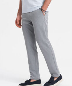 elegantsed klassikalise lõikega meeste chino püksid - helehall v1 om-pacp-0191