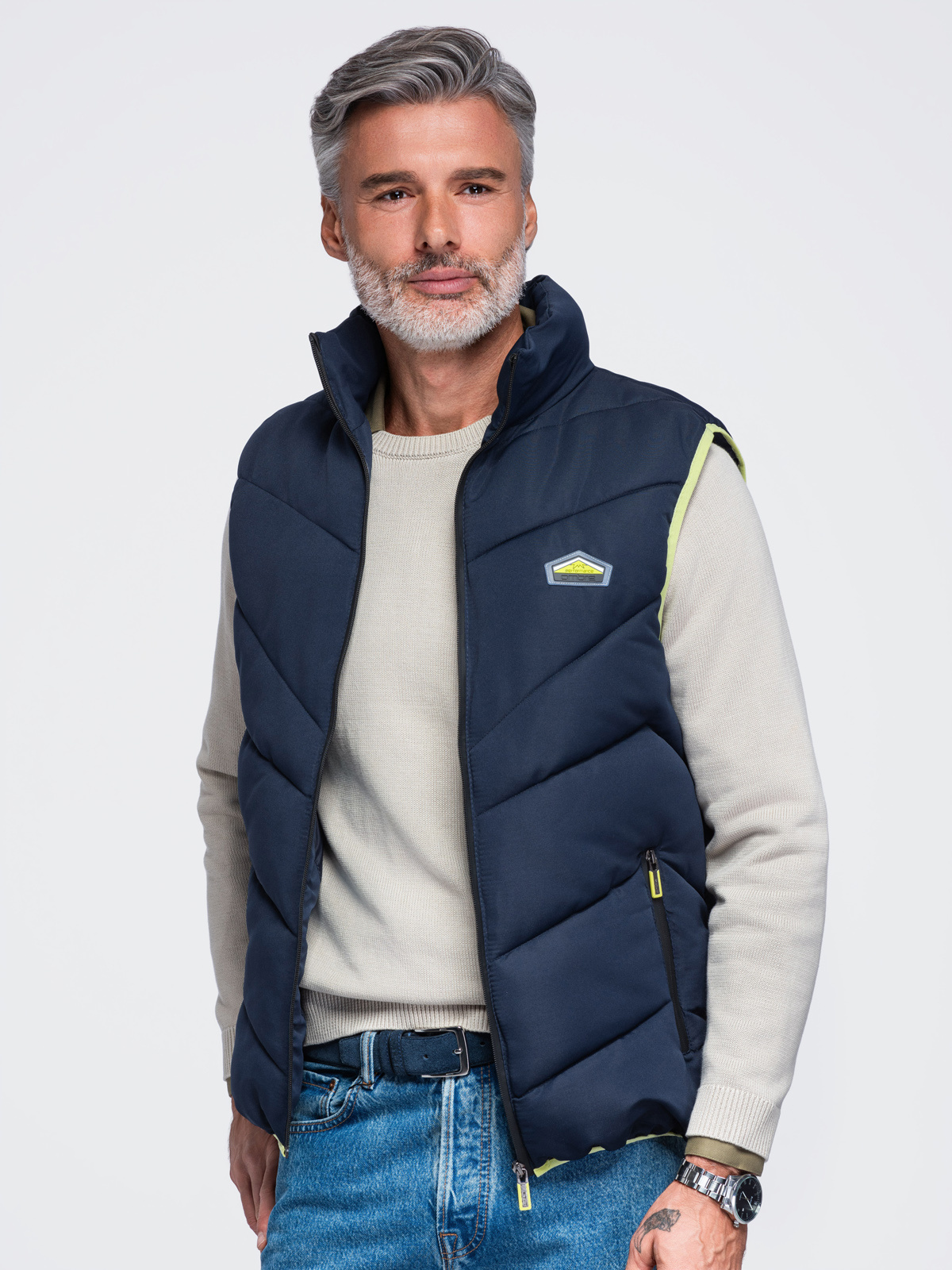 Meeste tepitud vest püstkrae ja tõmblukuga taskutega Ombre Clothing - Image 19