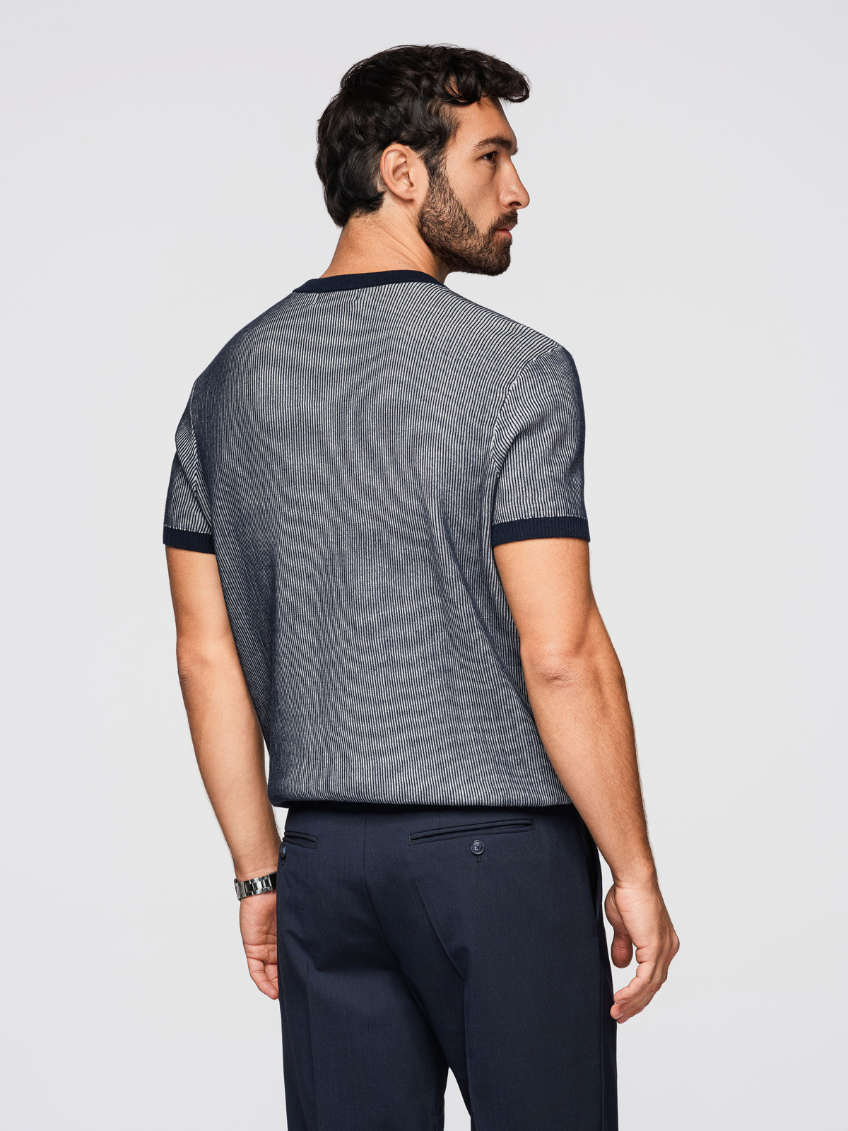 Meeste struktuurne kootud puuvillane T-särk Ombre Clothing - Image 13
