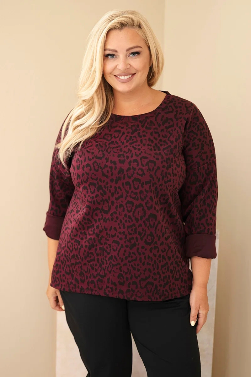 Naiste leopardimustriga pikendatud seljaosaga pluus Plus Size - Image 28