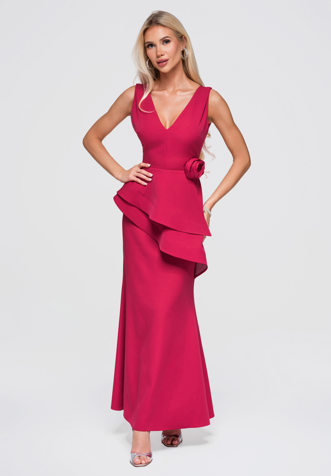 Larica naiste maani ulatuv peplum-detailiga maksikleit - Image 6