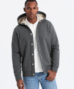 Meeste nööpidega kapuutsiga pusa Ombre Clothing