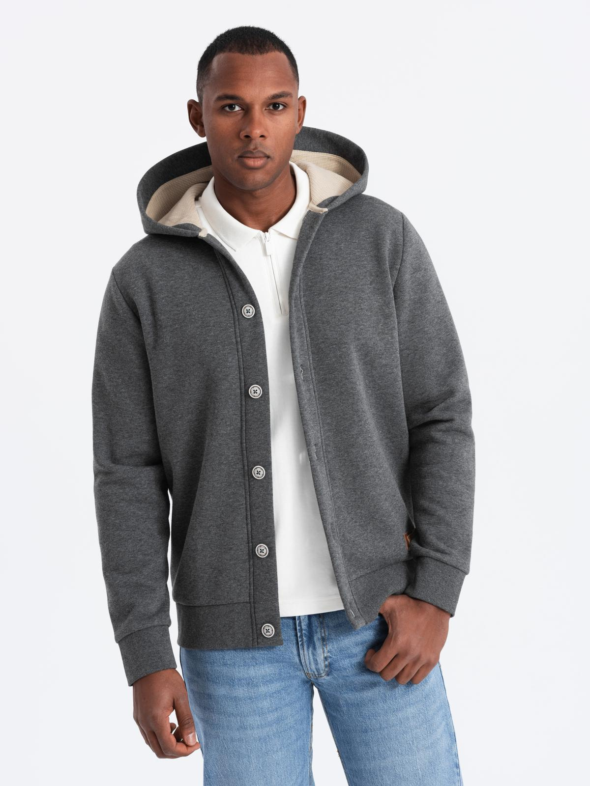 Meeste nööpidega kapuutsiga pusa Ombre Clothing - Image 1