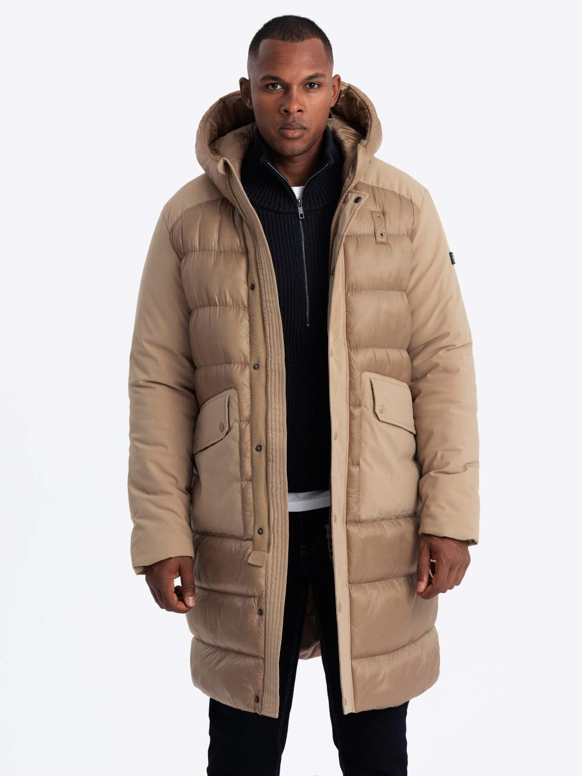 Meeste pikem tepitud talvejope kapuutsiga Ombre Clothing - Image 9