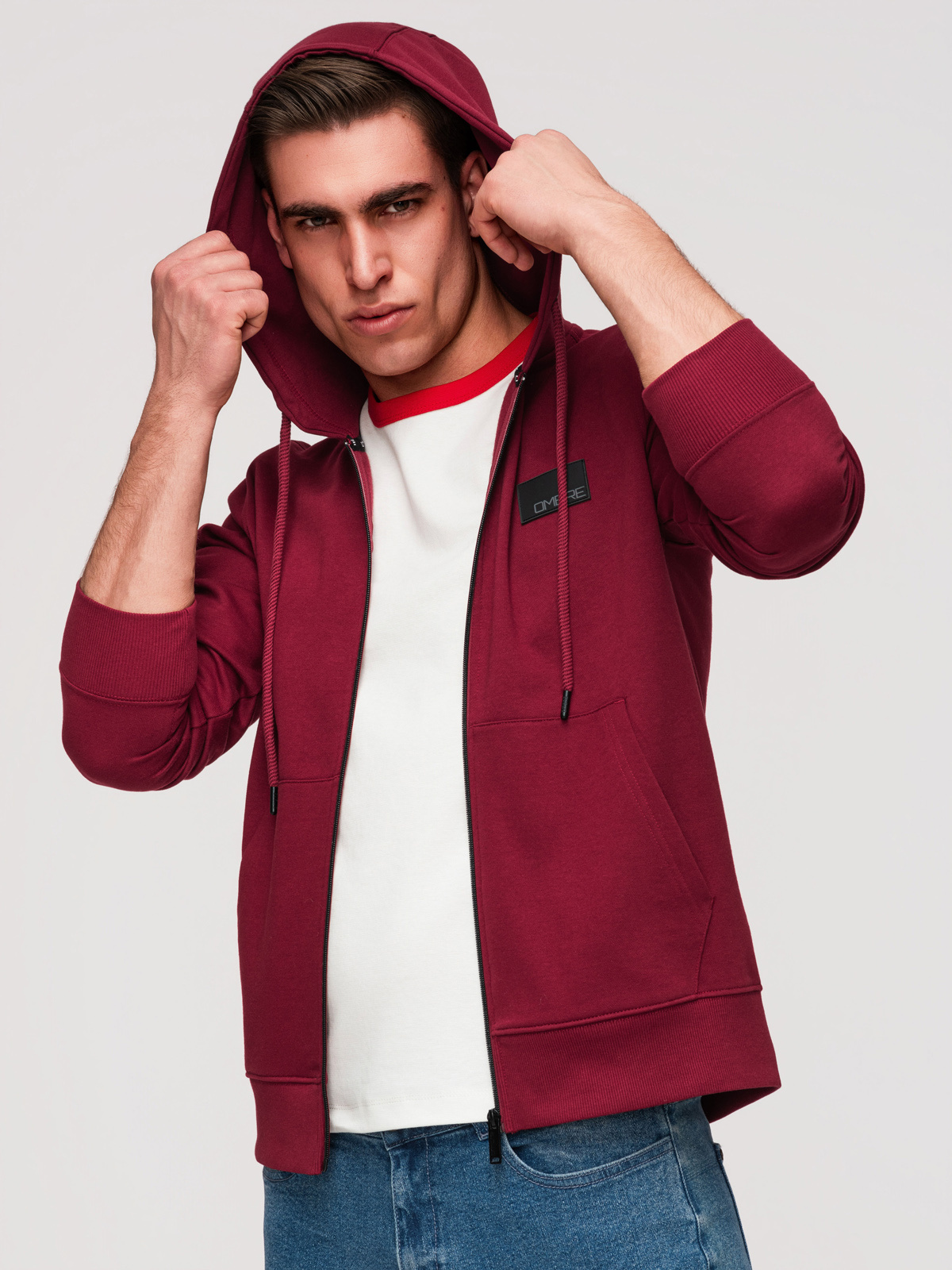Meeste tõmblukuga kapuutsiga dressipluus Ombre Clothing - Image 24