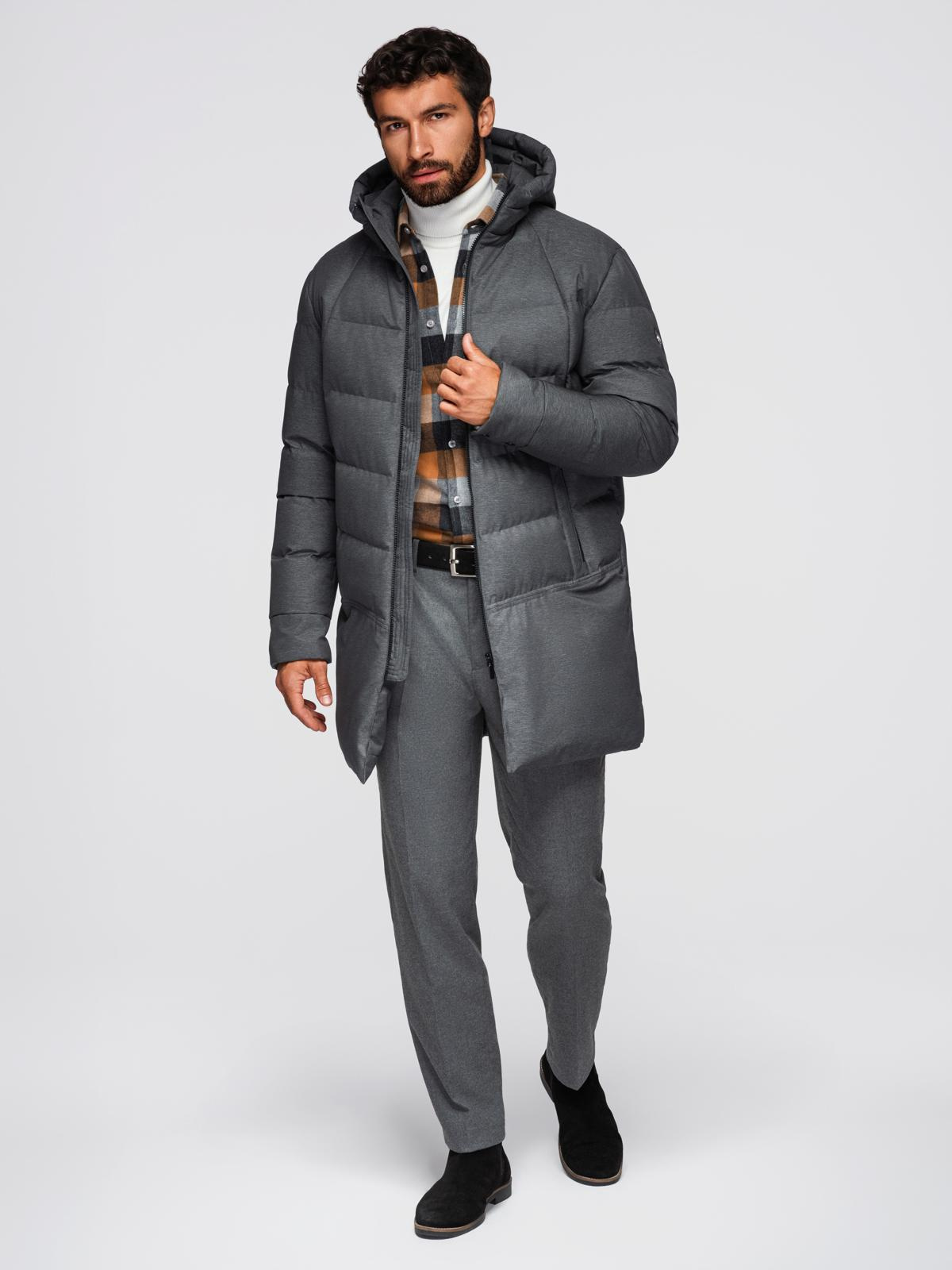 Ombre Clothing meeste kapuutsiga tepitud pikem jope - Image 15