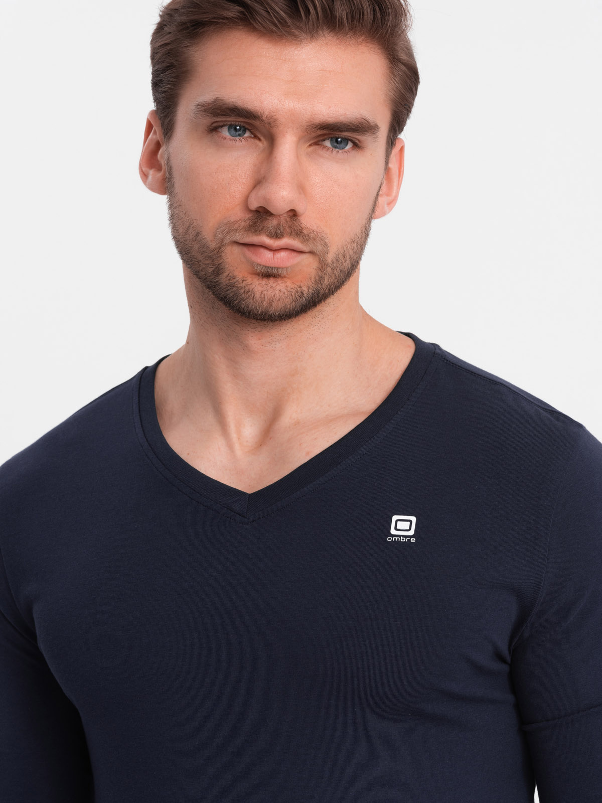 Meeste pikkade varrukatega V-kaelusega särk Ombre Clothing - Image 11