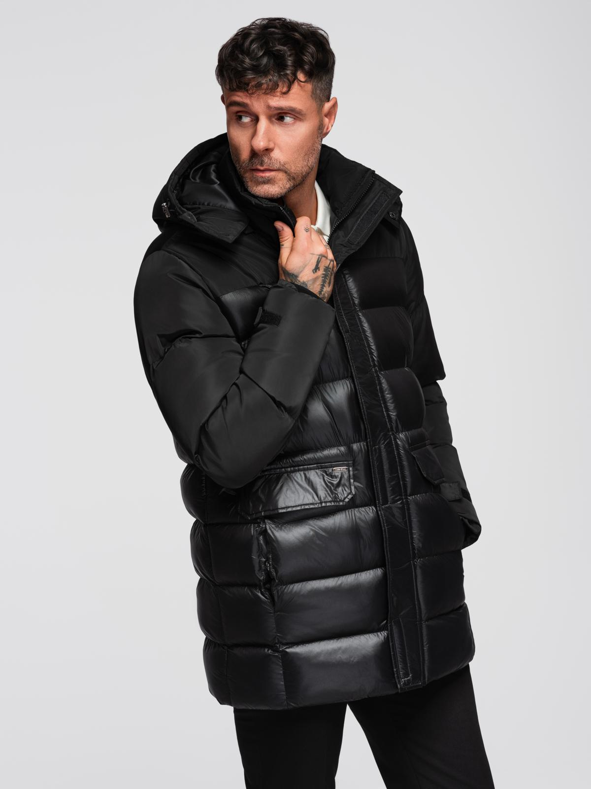 Ombre Clothing meeste tepitud talvejope kapuutsiga - Image 1