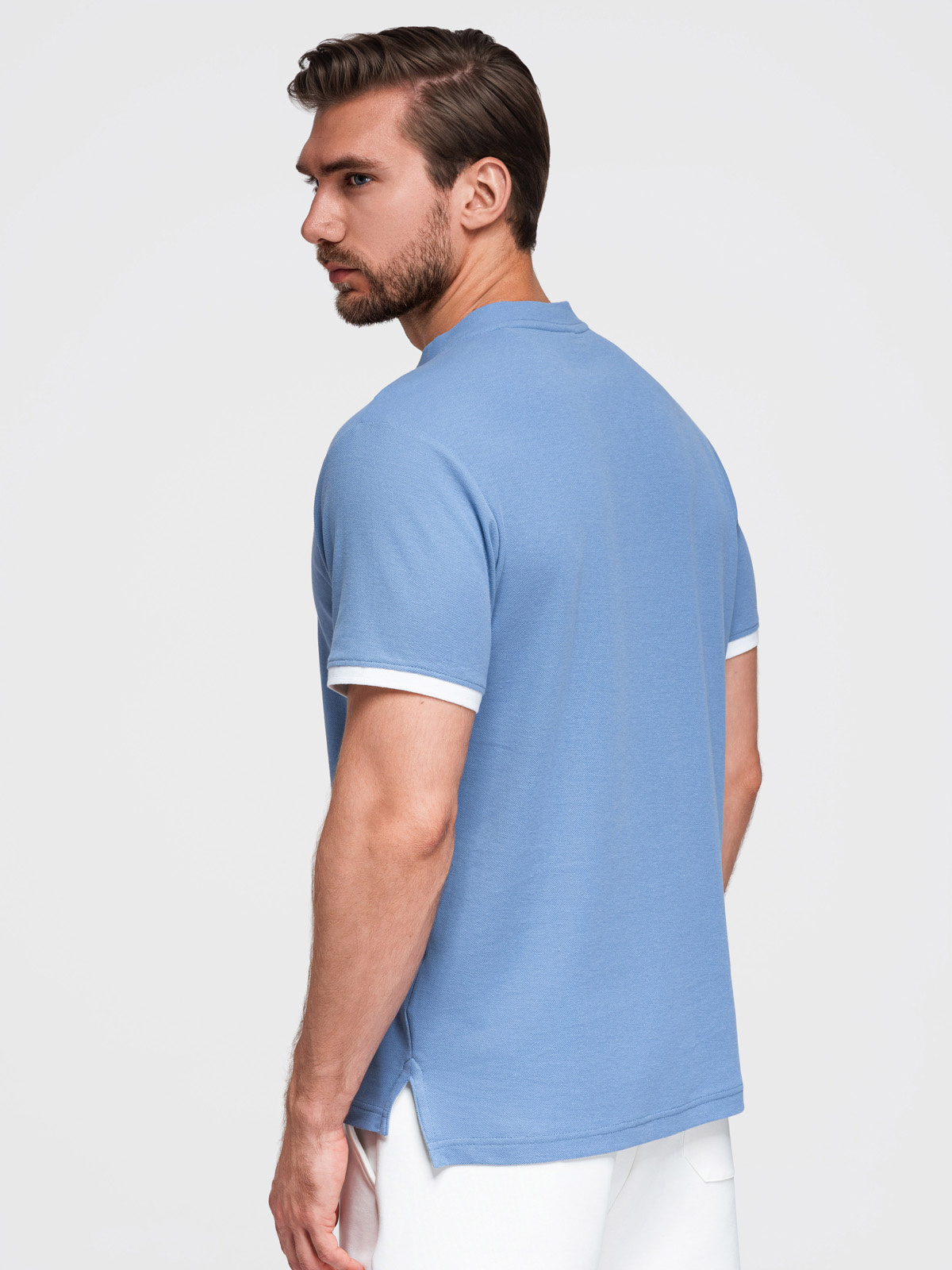 Meeste püstkrae ja nööpidega polosärk Ombre Clothing - Image 80