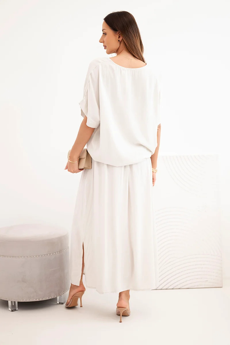 Naiste kaheosaline komplekt pluusi ja pika seelikuga - Image 38