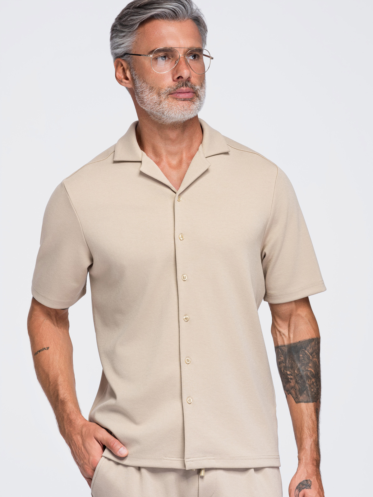 Meeste lühikeste varrukatega särk Ombre Clothing kuuba kraega - Image 1