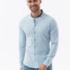 Meeste pikkade varrukatega särk püstkraega Ombre Clothing - Thumbnail Image 25