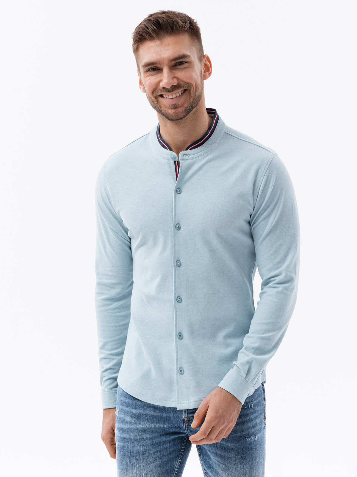 Meeste pikkade varrukatega särk püstkraega Ombre Clothing - Image 25