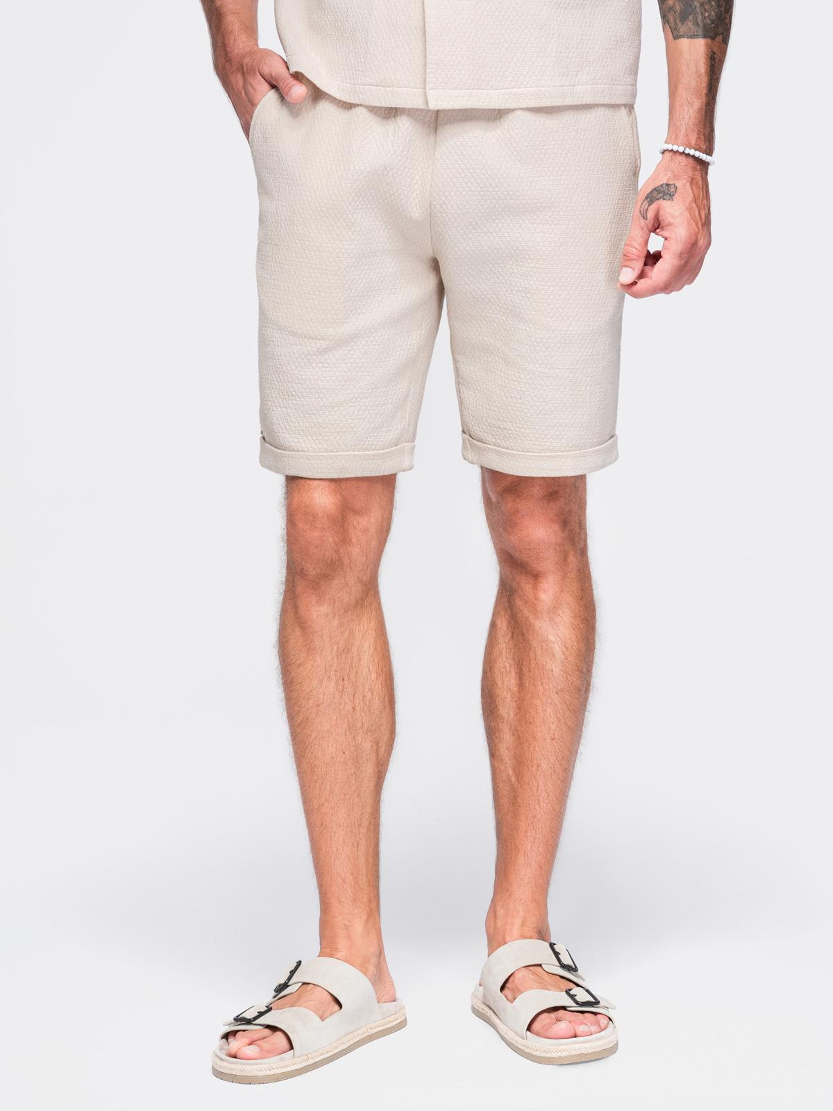 Meeste lühikesed püksid tekstuursest puuvillast Ombre Clothing - Image 12