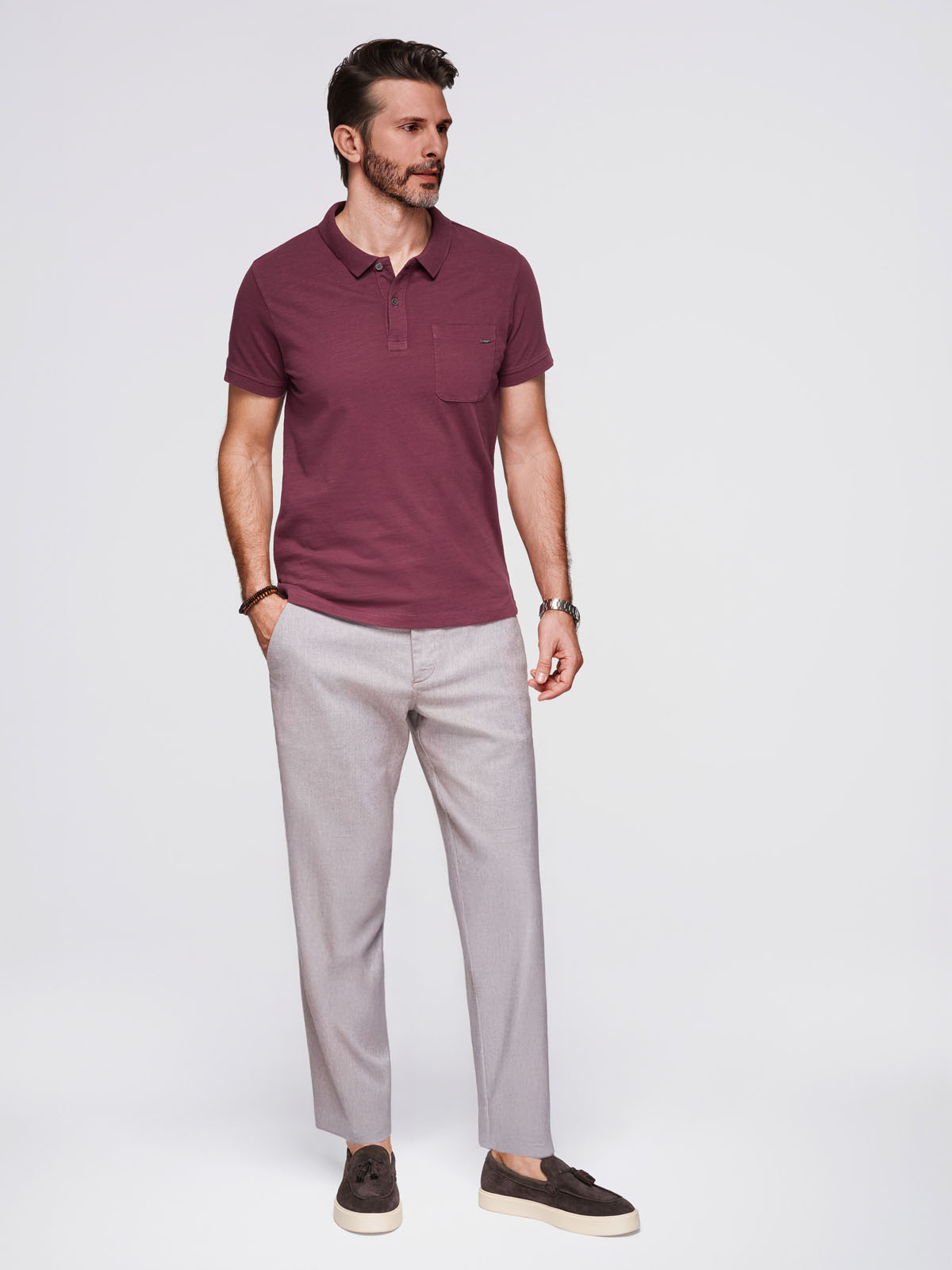 meeste polo t-särk - maroon v6 s1744 - Image 3