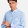 Meeste triibuline pikkade käistega triiksärk Ombre Clothing - Thumbnail Image 10