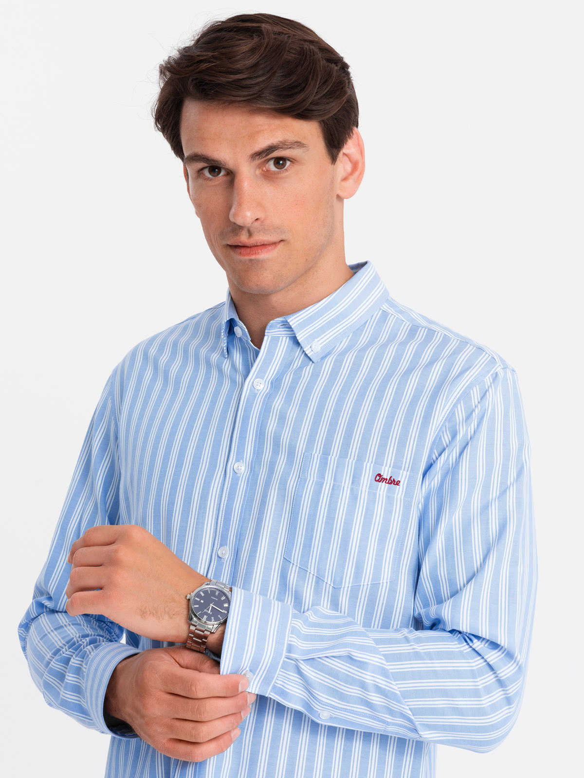 Meeste triibuline pikkade käistega triiksärk Ombre Clothing - Image 10