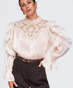 Ombre Clothing naiste pluus satside ja pitsdetailiga