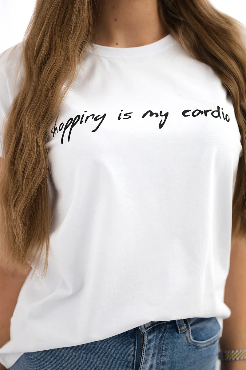 Naiste T-särk kirjaga „Shopping is my cardio“ - Image 34