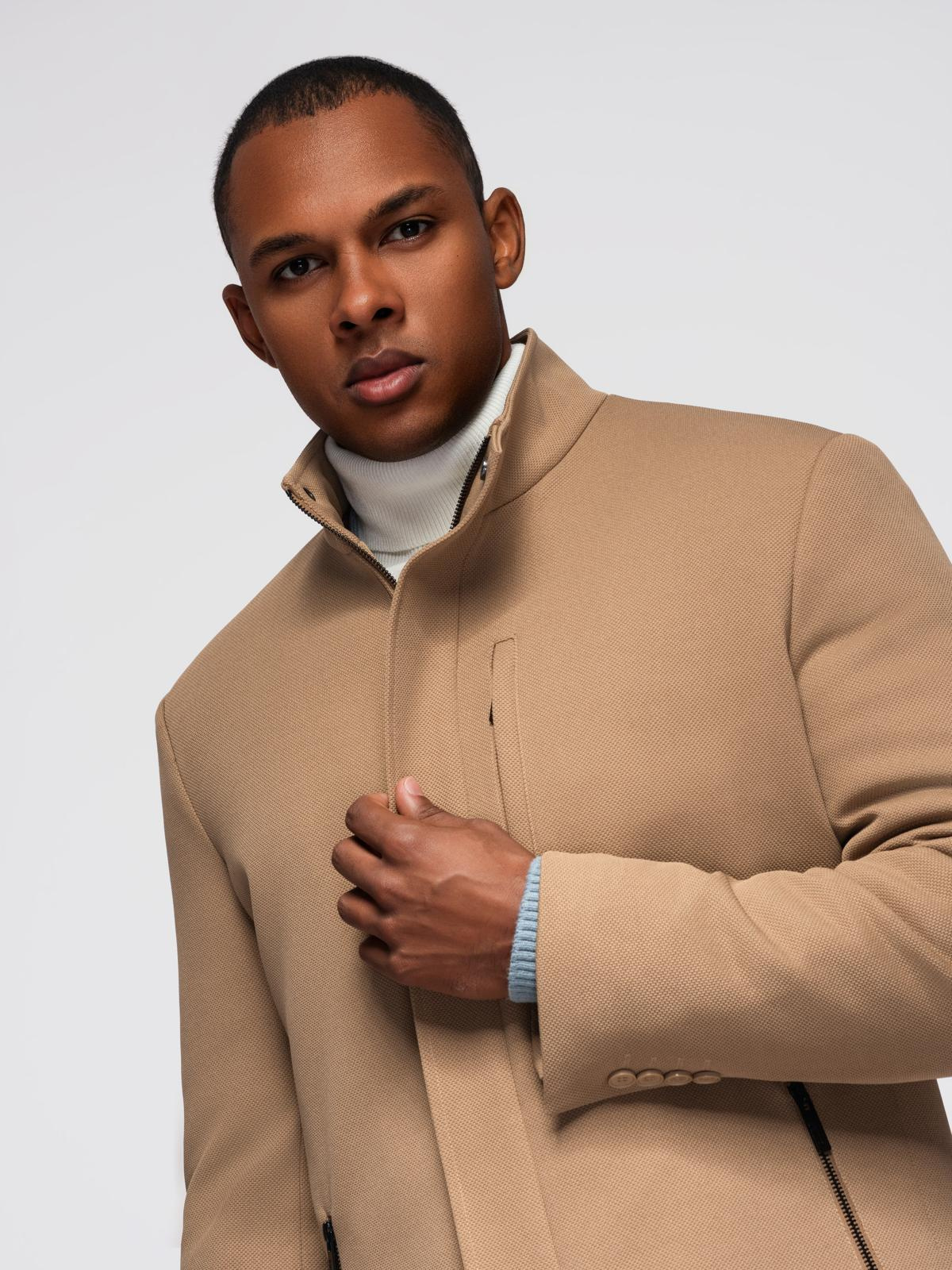 Meeste mantel püstkrae ja peidetud nööpkinnitusega Ombre Clothing - Image 24