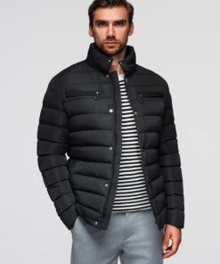Ombre Clothing meeste tepitud jope püstkrae ja rinnataskutega