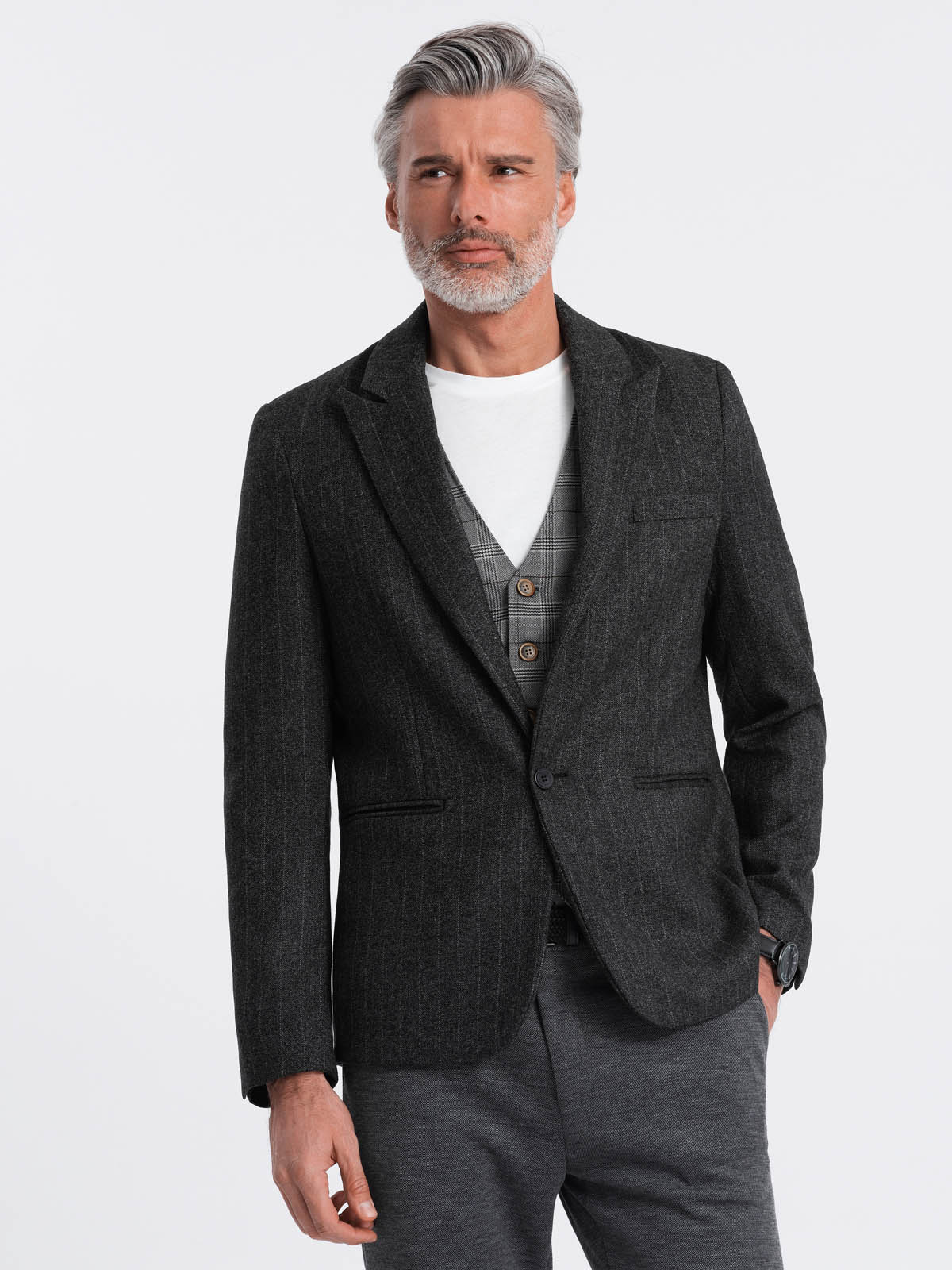 Ombre Clothing meeste triibuline žakaarjakk - Image 4