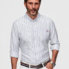 Meeste triibuline pikkade käistega triiksärk Ombre Clothing - Thumbnail Image 4