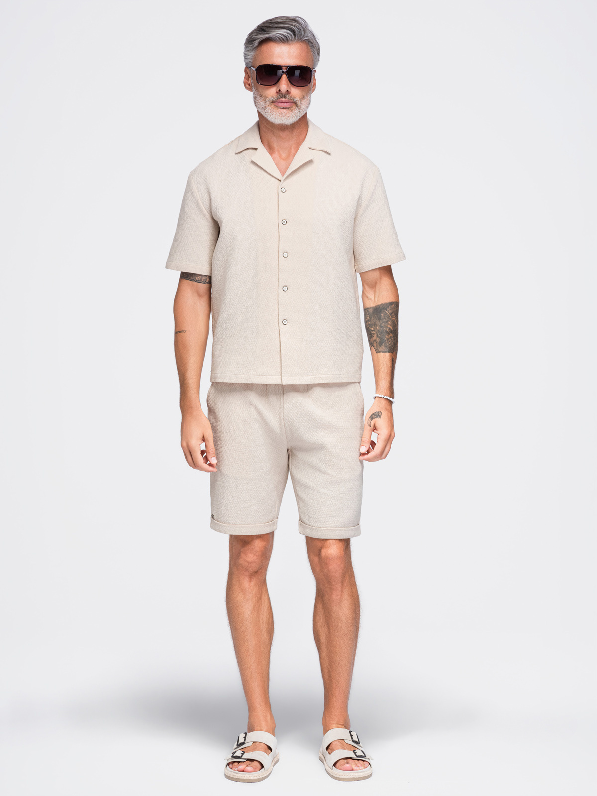 Meeste lühikesed püksid tekstuursest puuvillast Ombre Clothing - Image 13