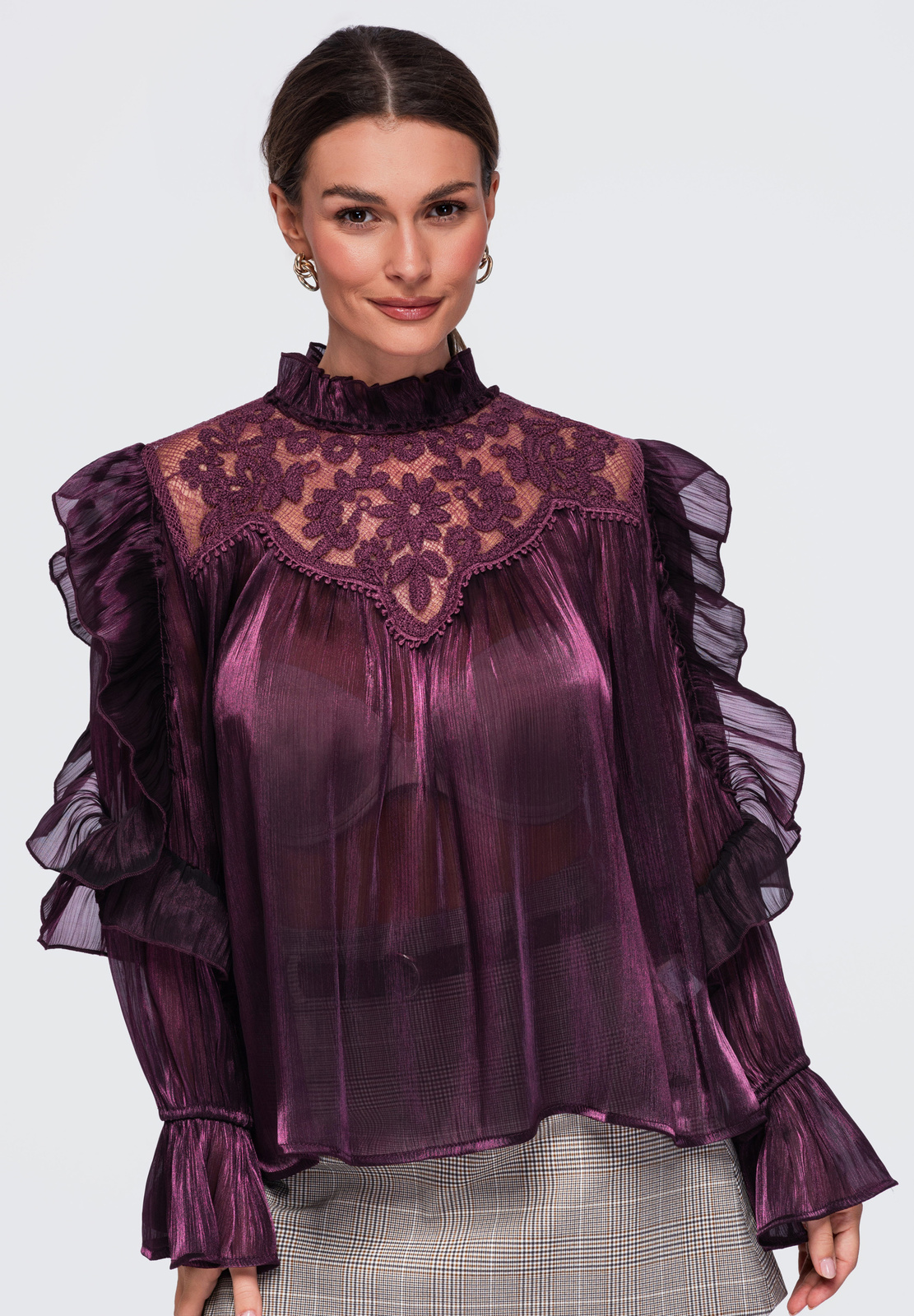 Ombre Clothing naiste pluus satside ja pitsdetailiga - Image 14