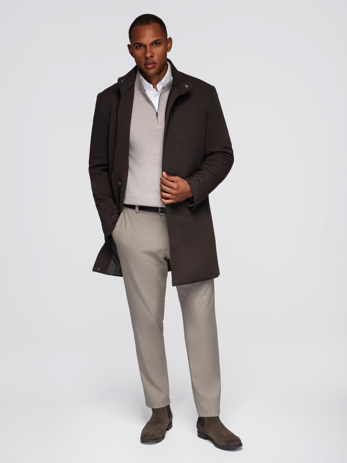 Meeste mantel püstkrae ja peidetud nööpkinnitusega Ombre Clothing - Image 39