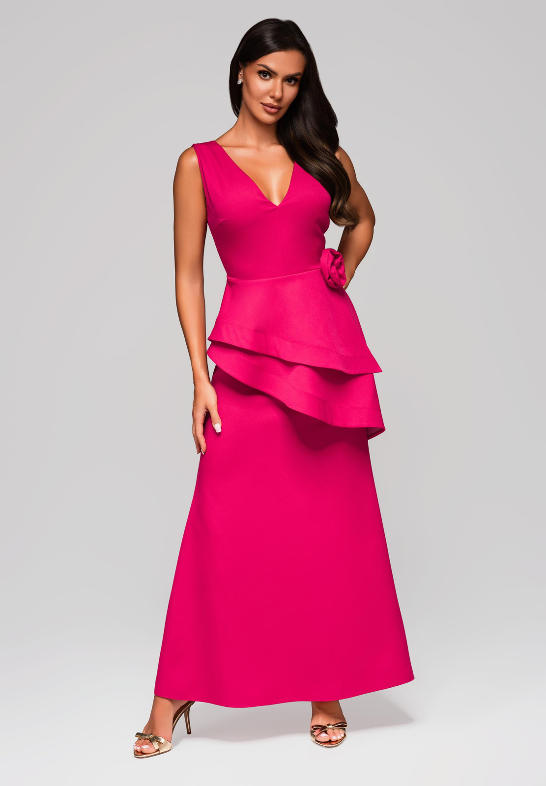 Larica naiste maani ulatuv peplum-detailiga maksikleit - Image 8