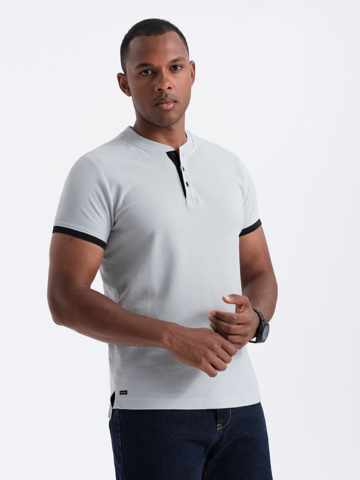 Meeste püstkrae ja nööpidega polosärk Ombre Clothing - Image 127