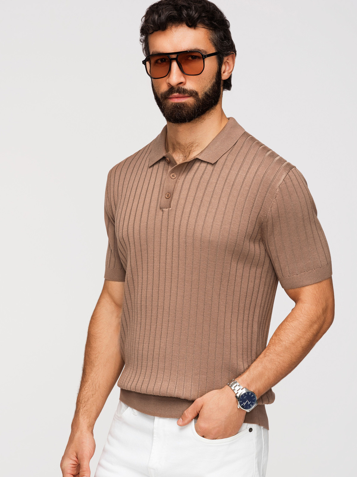 Meeste vertikaalse soonikkoega polosärk Ombre Clothing - Image 32