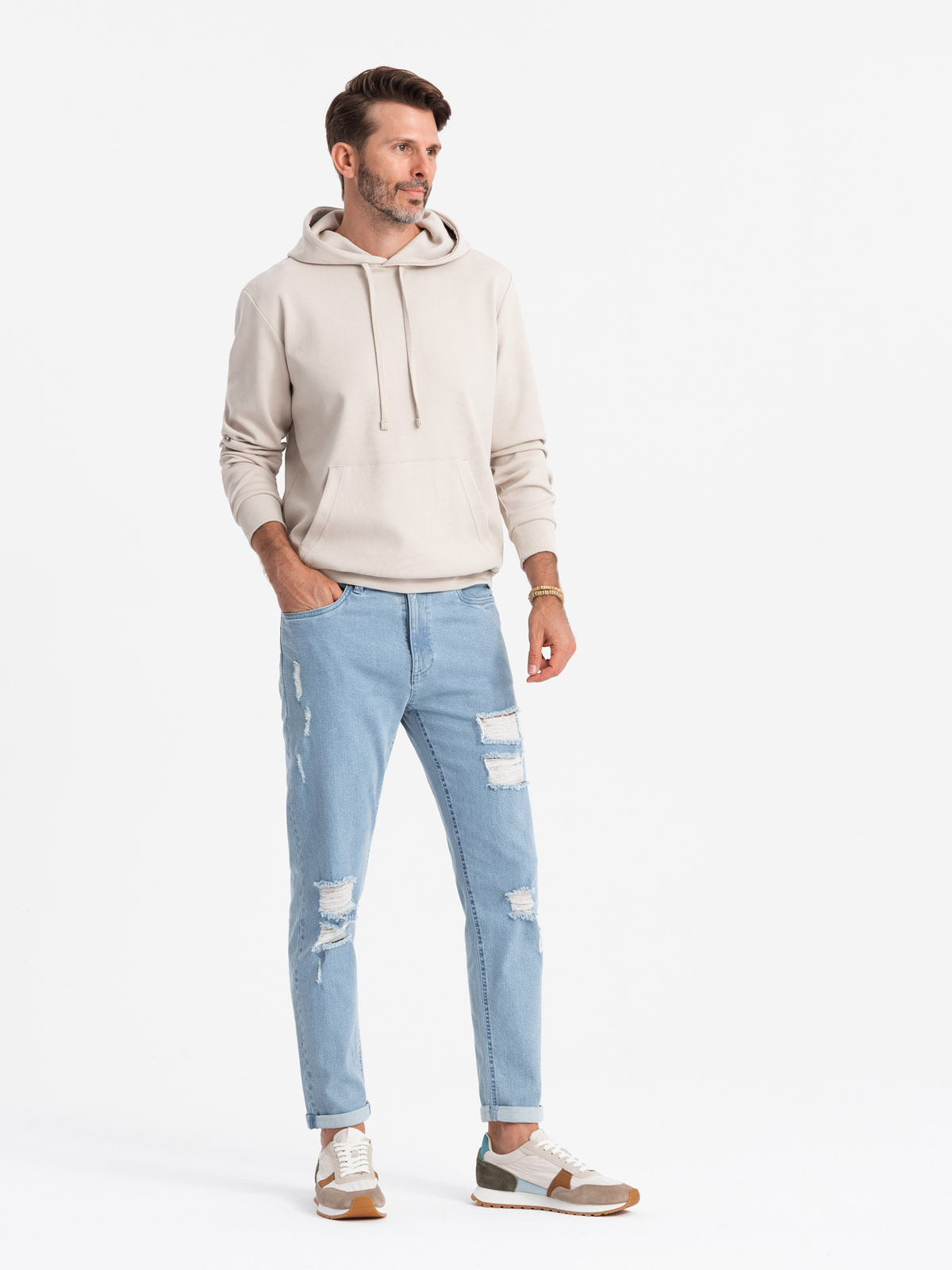 Ombre Clothing meeste teksapüksid rebenenud detailidega - Image 2