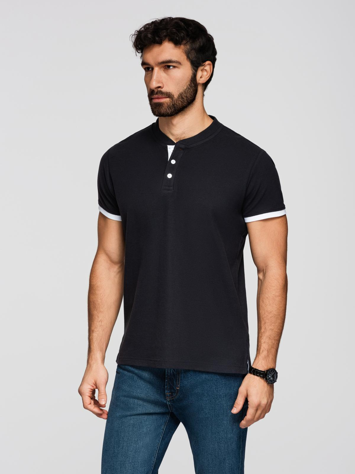 Meeste püstkrae ja nööpidega polosärk Ombre Clothing - Image 183