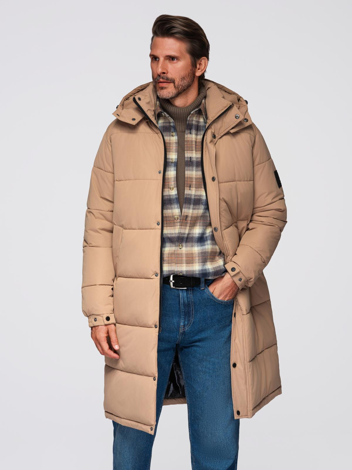 Ombre Clothing pikendatud tegumoega meeste tepitud talvejope kapuutsiga - Image 3