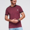 meeste puuvillane kontrastsete vahetükkidega t-särk - maroon v2 s1632 - Thumbnail Image 4