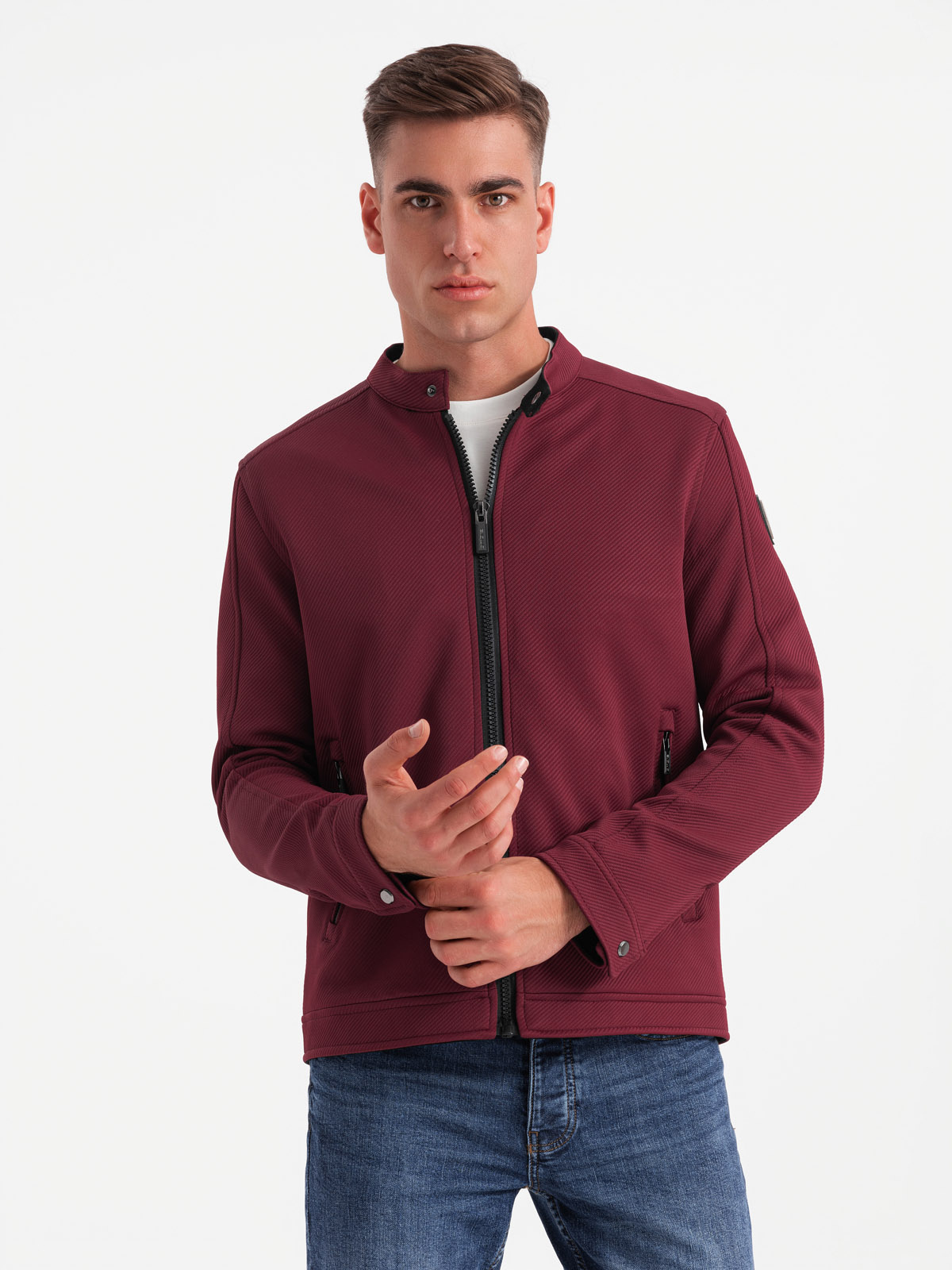 Meeste püstkraega biker-stiilis jope Ombre Clothing - Image 4