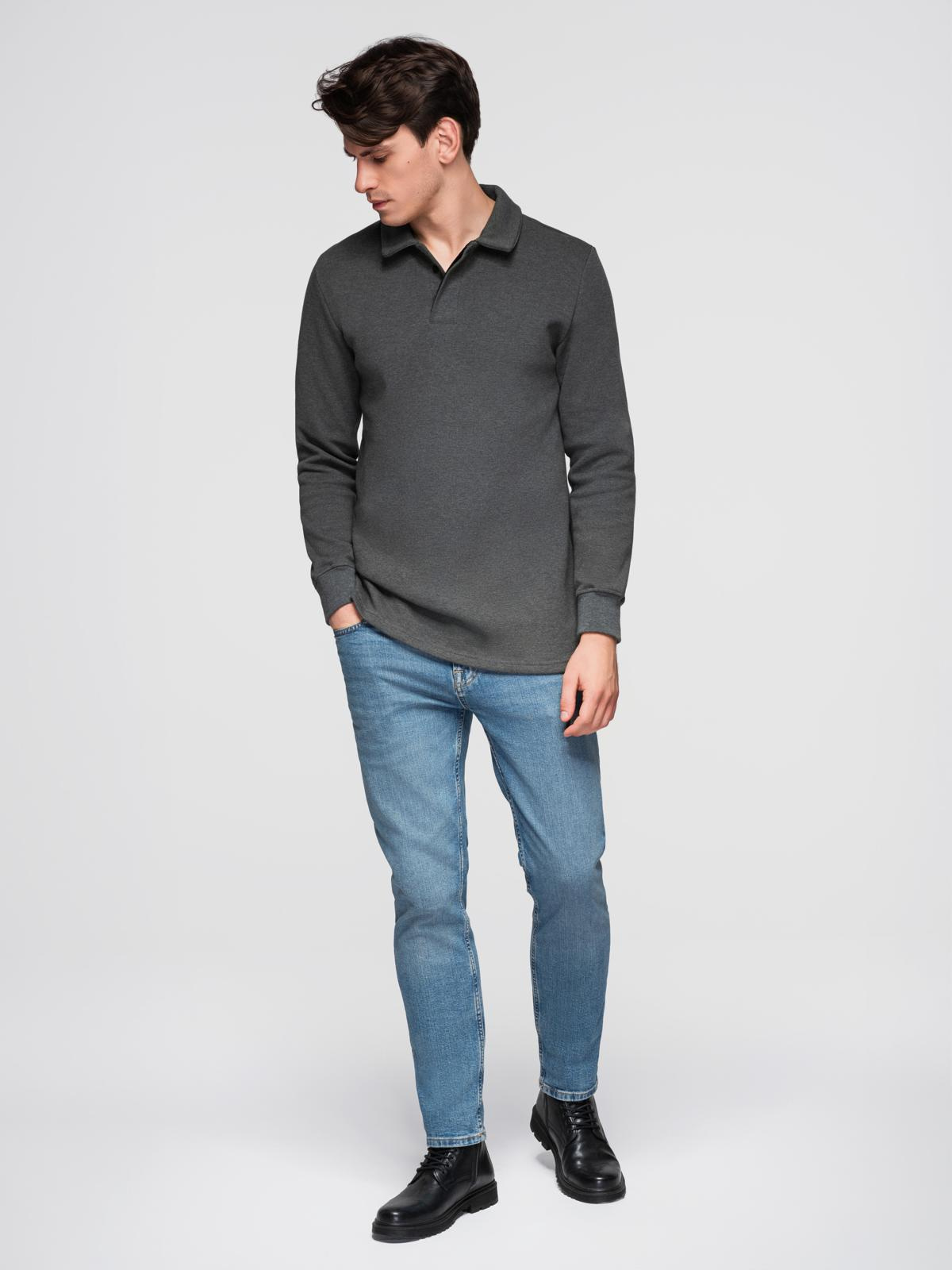 meeste polo kraega dressipluus - grafiit melange v1 om-ssnz-0149 - Image 3