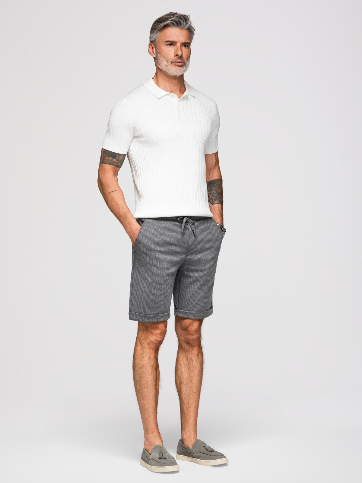 Ombre Clothing meeste lühikesed püksid nöörvööga - Image 12