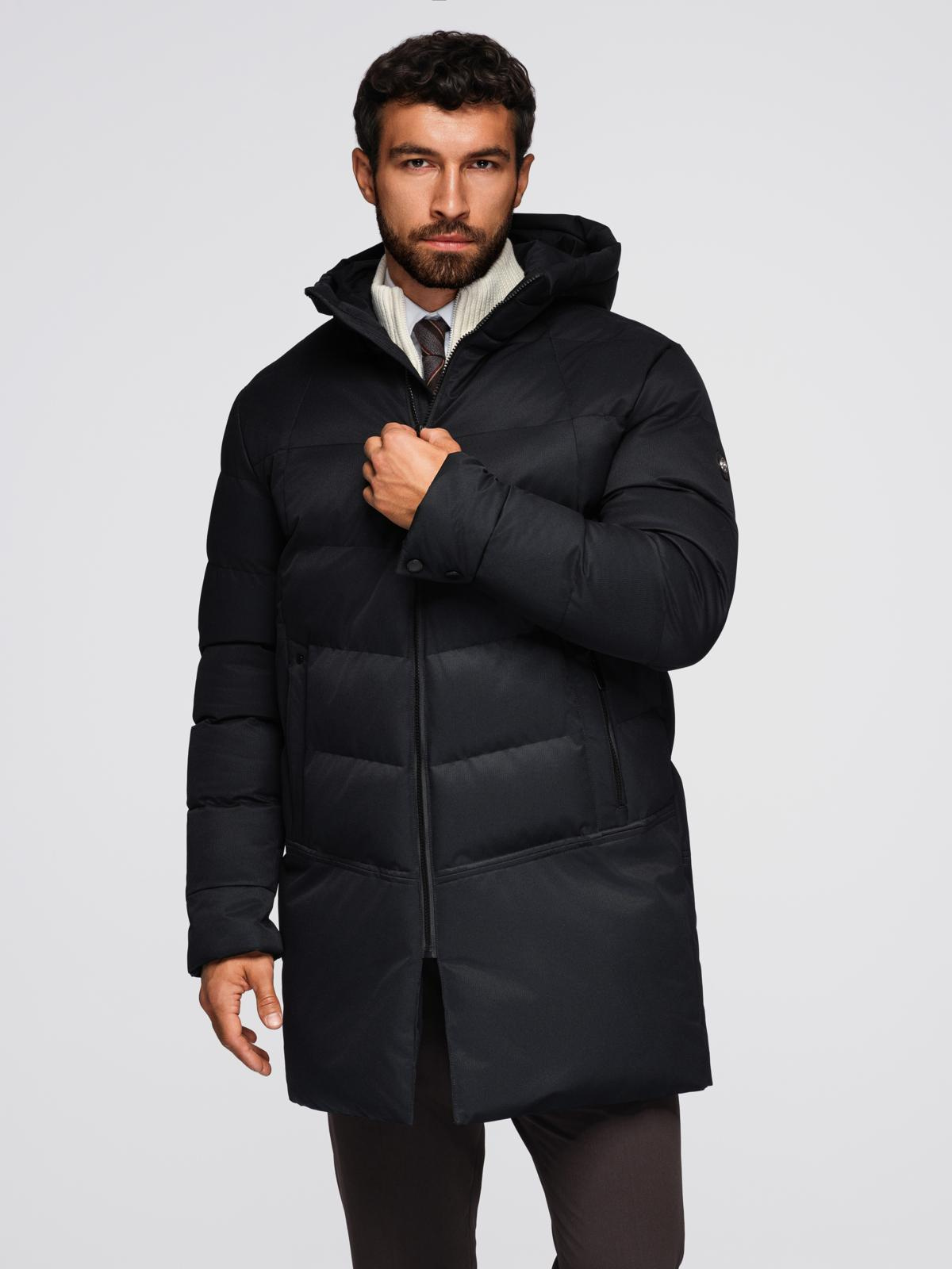 Ombre Clothing meeste kapuutsiga tepitud pikem jope - Image 1